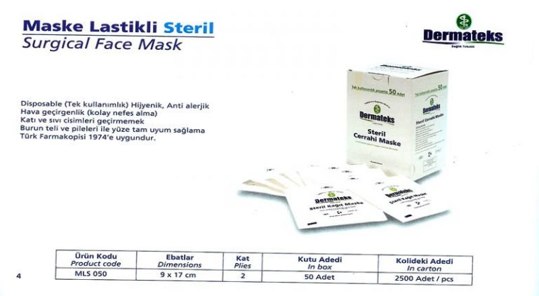 DERMATEKS LASTİKLİ MASKE